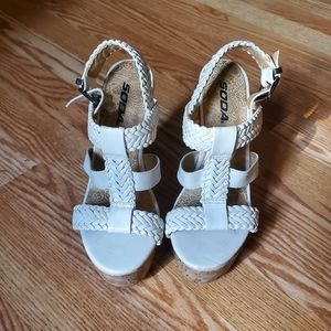 White woven wedge Sandles